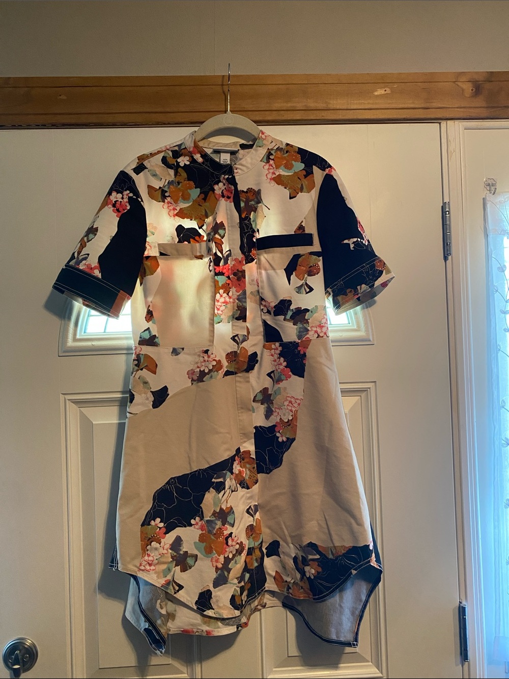 3.1 Phillip Lim for Target Floral High-Low Shirt Dress in Cream and Navy